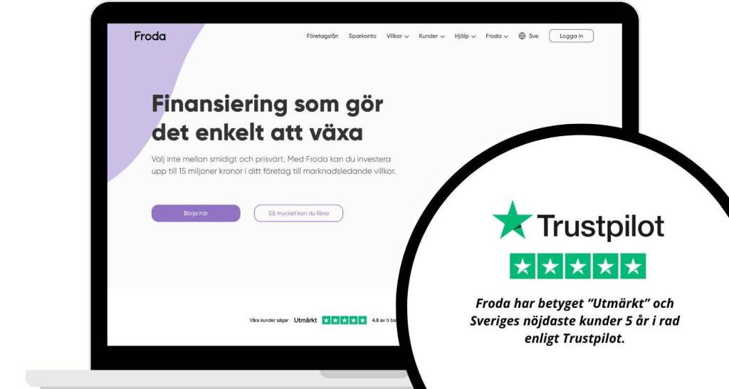 Froda har betyget “Utmärkt” och Sveriges nöjdaste kunder 5 år i rad enligt Trustpilot.com.
