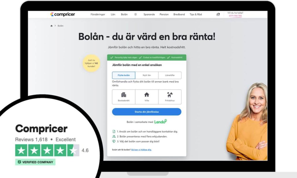 compricer bolån omdöme hos trustpilot.com